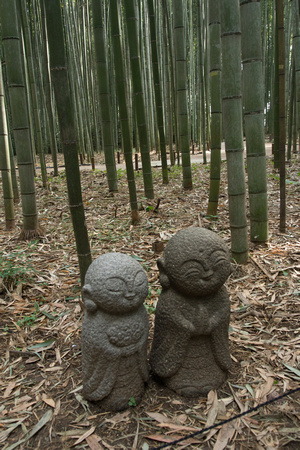 statues in bamboo forest